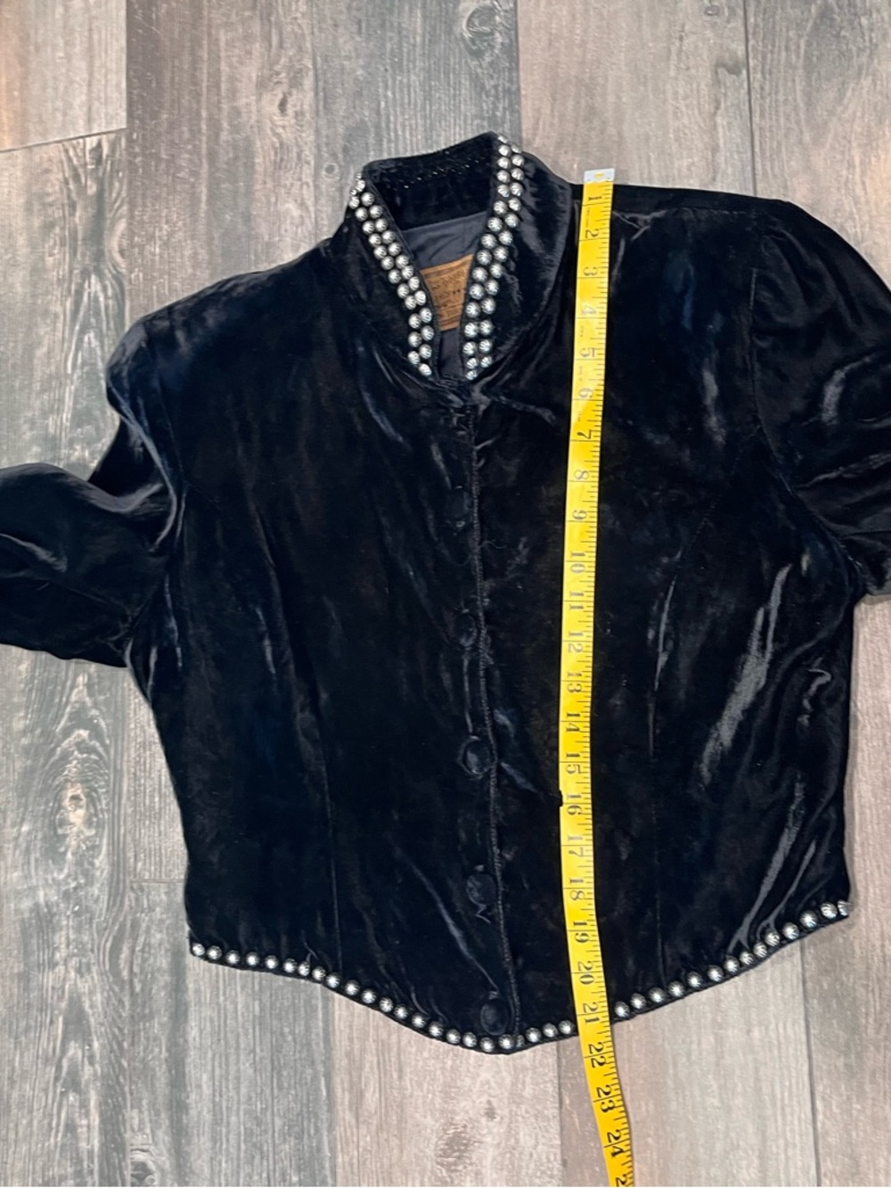 Double D Ranch Wear Black Velvet Studded  Crossess Womens Cropped Jacket Sz M - Picture 10 of 11